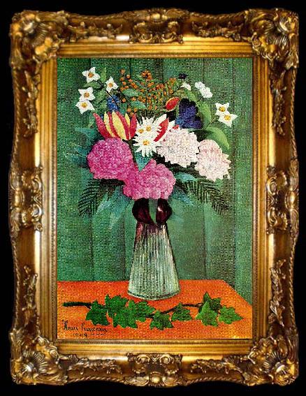 framed  Henri Rousseau blommor i vas, ta009-2